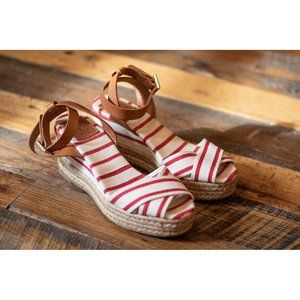 Tory Burch Karissa Wedge in Red and Cream